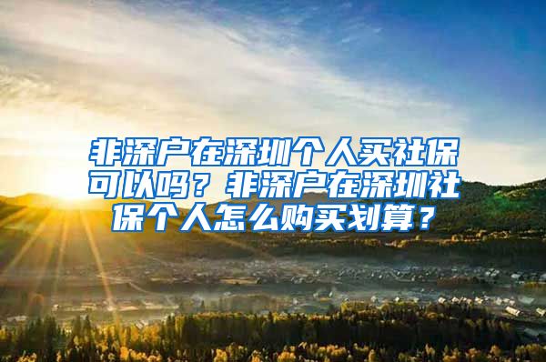 非深户在深圳个人买社保可以吗？非深户在深圳社保个人怎么购买划算？