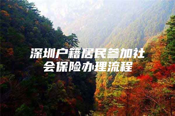 深圳户籍居民参加社会保险办理流程