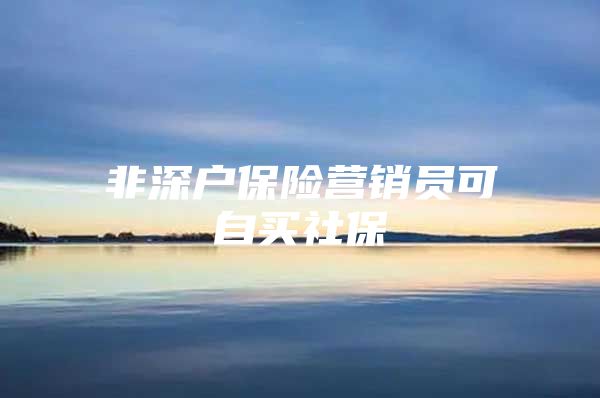 非深户保险营销员可自买社保