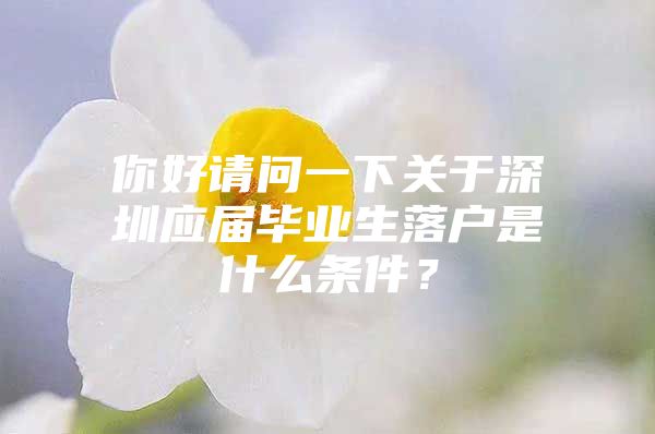 你好请问一下关于深圳应届毕业生落户是什么条件？